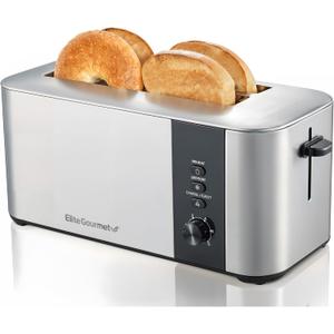 Elite Gourmet ECT3401 Long Slot 4 Slice Toaster, 1.5 Slot Width, 6 Toast Shade Settings, Reheat, Defrost & Cancel Functions, Extra Large Slots for Bagels, Waffles, Artisan Breads, Stainless Steel Elite Gourmet ECT3401 Long Slot 4 Slice Toaster, 1.5 Slot Width, 6 Toast Shade Settings, Reheat, Defrost & Cancel Functions, Extra Large Slots for Bagels, Waffles, Artisan Breads, Stainless Steel