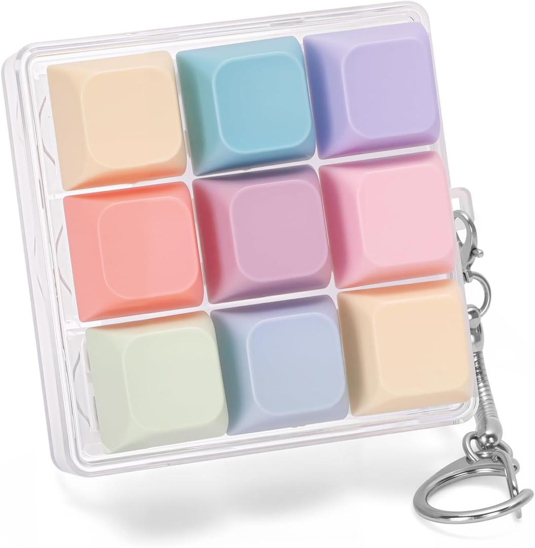 FunisFun Keyboard Fidget Toy Handheld Clicky Fidget Keyboard with Keychain Detachable Mechanical Clicker Adult Stress Relief Gifts for Leisure Moments (Style A)