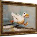 Gold Framed Funny Duck Wall Art Rustic Cottagecore Animal Wall Decor Print, 16"L x 24"W