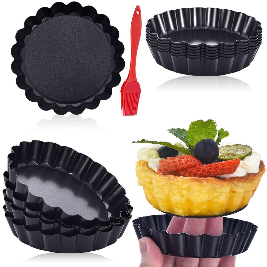 14 Pack Mini Tart Pans 4 Inch with Removable Bottom Round Nonstick Deep Quiche Pan, Heavy Duty Perfect for Baking Fruit Tarts, Quiches & Dessert