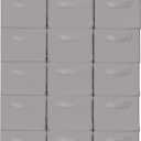 Storage Basket Bins with Metal Frame, Large Collapsible Fabric Storage Baskets for Organizing Shelf, Basket Organizer W/Handles for Blankets, Towels, Laundry, Shelves, 15-Pack, Grey