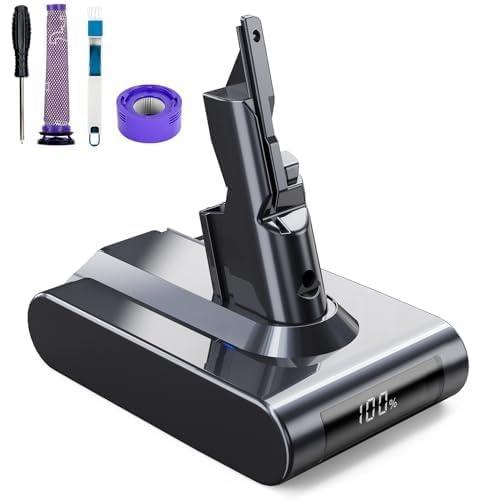 P.TOULTEK 21.6V 6.0Ah Replacement Battery for Dyson V7 with Display, Compatible with Dyson SV11 V7 Motorhead V7 Animal V7 Trigger V7 HEPA V7 Car+Boat V7 Absolute Handheld Vacuum Cleaners