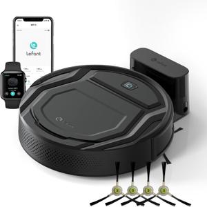 Lefant Robot Vacuum Cleaner Slim Quiet,2200Pa Powerful Suction,120 Mins Runtime,6 Cleaning Modes,Wi-Fi/App/Alexa,Self-Charging Pet Hair Robotic Vacuum Ideal for Hard Floor,Low-Pile Carpet,M210 Pro (Medium, Black)