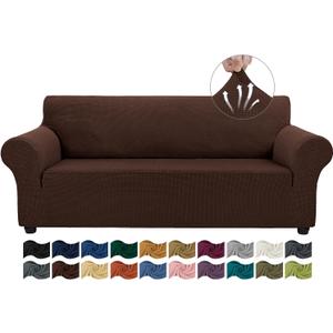 Asnomy Couch Covers for 3 Cushion Couch Sofa pet Friendly, 3 Seater Sofa Cover Washable Slipcovers, Protector Furniture Covers for Dogs Jacquard Fabric Small Checks Large Chocolate Asnomy Couch Covers for 3 Cushion Couch Sofa pet Friendly, 3 Seater Sofa Cover Washable Slipcovers, Protector Furniture Covers for Dogs Jacquard Fabric Small Checks Large Chocolate