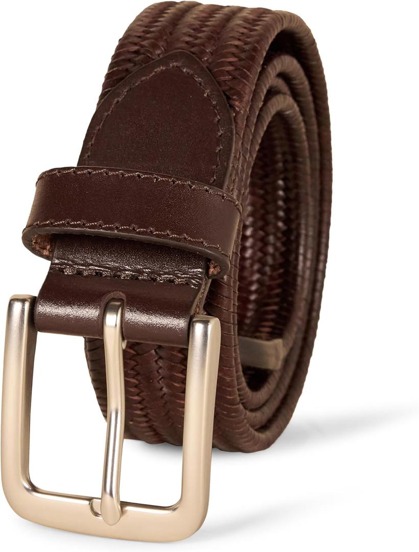 Amazon Essentials Men's Tubular Stretch Weave Belt, Brown, 36