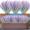 30 Bundles Artificial Lavender Outdoor UV Resistant Fake Lavender Flowers No Fade Faux Plastic Plants 15 inch Greenery Stems Decor for Indoor Outside Vase Bouquet Garden Porch Home Wedding (Purple)