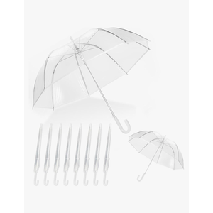8 Pack Clear Umbrella Wedding, Windproof Clear Umbrellas for Rain, Large Clears Umbrella for Two People, Transparent Umbrellas Bulk with J Shaped Handle for Wedding Supplies, Outdoor Activities