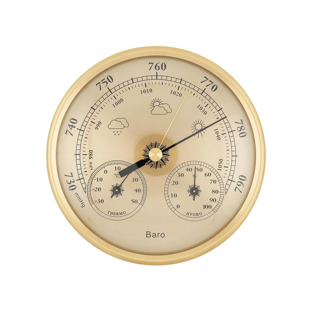 3-in-1 Weather Station - Thermometer Hygrometer Barometer for Home 130mm, Indoor Outdoor Weather Station with Easy-Read Dial, Wall/Desk Mounted for Greenhouse Office Lab