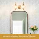 Brushed Antique Brass Bathroom Vanity Light Fixture Vintage Style - 2 Light G9 Bulb Compatible, 17" Wide Bathroom Lighting Over Mirror with Hand-Etched Glass Shades, Easy Mount for Makeup Area