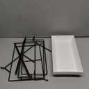 Farielyn-X 3 Tier Serving Tray, 12" White Plastic Tiered Food Serving Platters, Reusable Tray Stand Black Collapsible Metal Stand with Stable Cross Bars, Party Display Stands for Veggie Fruit, Dessert