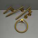 Brushed Gold Bathroom Hardware Set 5 Piece with Towel Racks for Bathroom, SUS304 Stainless Steel Bath Towel Bar Set, 24 Inch Wall Mounted Accessories Kit