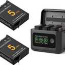 Osmo 360 Battery(2 Packs) with 27W Fast Intelligent Bi-Directional Charging Hub Compatible with DJI Osmo 360/Action 6/Action 5 Pro/Action 4/Action 3 w/LCD Display Shows Battery SOC
