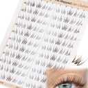 Brown Lash Clusters Natural Eyelash Extensions 9-10-11MM Short Wispy Cluster Lashes Extensions CC Curl Pre-Mapped Cat Eye Eyelash Clusters for Effortless Application