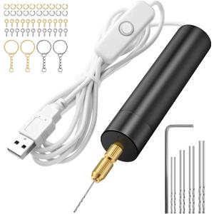 Electric Hand Drill Tools Set for Resin Casting Molds, Electrical Pin Vise Kit with 8 Pieces Drill Bits (0.8 to 1.2 mm) for Resin Plastic Wood Polymer Clay Jewelry Keychain Pendant Making Supplies