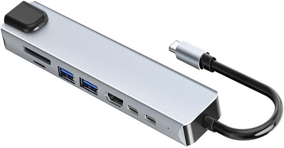 USB C Hub, 8 in 1 USB Hub Multiport Adapter Dongle with 4K HDMI, 1Type-C and 2 USB A 3.0 5Gbps Data, PD 100W, RJ45 Ethernet, SD/TF Ports, Aluminum USB C to USB 3.0 Hub for MacBook Air/Pro, Windows