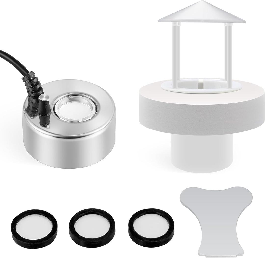 Mxmoonant 350ml/H Ultrasonic Mist Maker Fogger Metal Atomizer with Removable Splash Guard for Water Fountain Pond Pot Rockery Sink