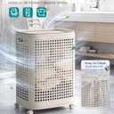SONGMICS Laundry Hamper with Wheels, Plastic Laundry Basket, 19.8 Gallons (75 L), Slim Storage Basket, for Bathroom, Bedroom, Cappuccino Beige URLH020L101