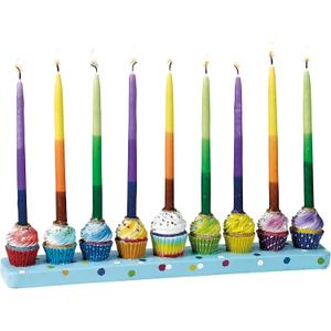 Rite Lite Chanukah Hand Painted Resin Cupcakes Menorah 11.50" Hanukkah Menorah