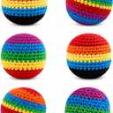 2 x 6 Packs Footbag, 2026 Upgraded Assorted Foot Bag Crochet Footbag for Kids Adults, Juggling Balls for Beginners, Multicolored Geometric Pattern