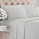 Queen 6 Piece Sheet Set - Comfy Breathable & Cooling - Soft Hotel Luxury Bedding Set with 8-16 Inch Deep Pockets - 1 Flat & 1 Fitted Sheet & 4 Pillowcases - Wrinkle Free & Easy Care - Grey Stripes 2