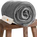 GOTCOZY Electric Blanket Heated Throw 50''X60''- Ribbed Faux Fur Heated Blanket with 4 Heating Level & 3 Hour Auto Off Heating Blanket, ETL&FCC Certified Machine Washable(Gray)