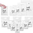NBEADS 200 Pcs 4 Sizes Thank You Bags, White Thank You Merchandise Plastic Shopping Boutique Bags with Handles Die Cut for Small Business Clothes, Boutique, Party, Stores Retail