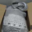 WONGS BEDDING 8 Piece King Size Comforter Set, Texture Striped Bed in a Bag Grey Comforter and Sheet Set, Boho Lightweight Microfiber Bedding Set for All Season (90"104")