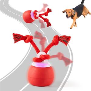 Potaroma Interactive Dog Ball Toys Touch Activated, Rechargeable, Squeaky Dog Toy, Moving Wicked Ball for Pup with Rope for Medium Small Dogs Puppy Dark Red
