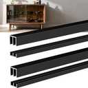2 Sets 4FT Aluminum Sliding Door Track for 1/8" Thick Panels Closet Glass Doors Pet Cabinet Door Hardware Window Sliding Track System (Black)