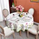 ZORKET Spring Summer Floral Round Tablecloth 60 Inch, Flower Tablecloths Round Stain Resistant Wrinkle Free Wildflower Table Cloth for Dinner Party Picnic Decor
