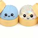 2 PCS Colorful Dumpling Squishies with Box,New Mystery Squishys Dumplings Stress Relief Balls Fidget Sensory Toy,Bao Bun with Food Steamer Stretchy Desk Squeeze Toys
