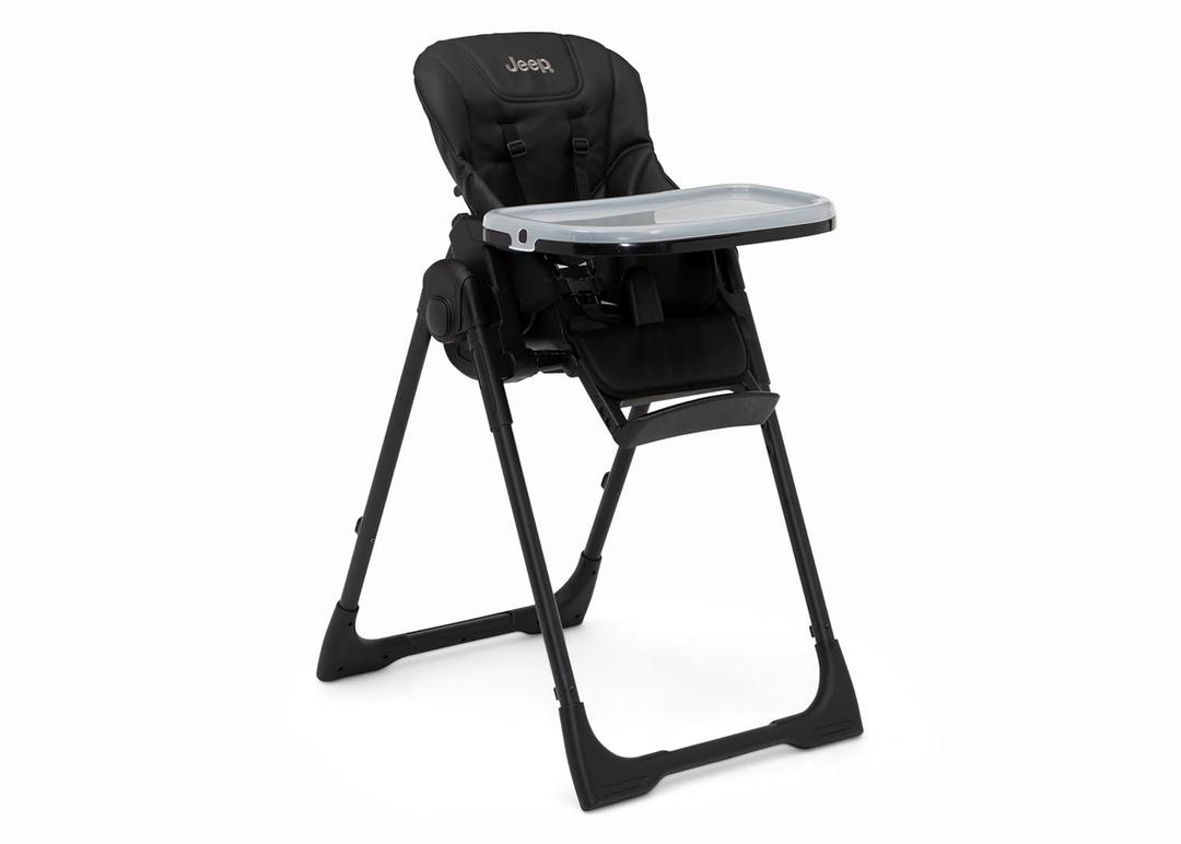 Jeep by Delta Children Classic Convertible 2-in-1 High Chair for Babies and Toddlers with Adjustable Height, Recline & Footrest - Dishwasher Safe Meal Tray, Black