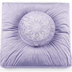 Hihealer Meditation Cushion, Traditional Tibetan Meditation Pillow Velvet Cover - Large Floor Cushion Seating for Adults - Yoga Buckwheat Bolster for WomenMoms (Romantic Purple (set))