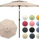 Patio Umbrella, 2 Tier Outdoor Table Umbrella, Large Vented Market Umbrellas with Push Button Tilt and Crank, 8 Sturdy Ribs for Backyard, Deck, Pool, UPF50+ UV Protection