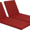 Only choice Outdoor Chaise Lounge Cushion Set of 2, 75" x 24" Lounge Chair Cushion Water-Resistant & Fade-Resistant for Lawn, Pool, Replacement Seat Cushion for Patio (Red)