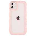 Dumkery Cute Case Compatible with iPhone 12 Case, Clear Pink Curly Wave Frame Anti Slip Soft TPU Shockproof Case Cover for Girls Women