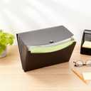 Amazon Basics Expanding Accordion File Organizer, Letter Size, 13 Compartments, Large Capacity Document Storage, Waterproof, Black, 1-Pack