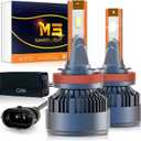 H11/H8/H9 Fog Light Bulbs,30000Lumens 65W Set of 600% Brightness Upgraded,6500K Cool White for car, CANBUS Ready Error Free,Built-in direct-insert silent cooling fan base,IP67 Waterproof,Plug and Play