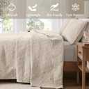 Madison Park King Quilt Bedding Set, Cottage-Inspired Damask, 3PC | All Season Quilted Coverlet, Classic Stitch Pattern Bedspread & Shams, Ultra Soft Microfiber Bedspread Set, Cream