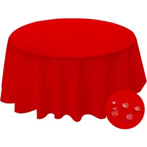 BYDOLL Table Cloth Round 48 Inch Tablecloth Fits Max38 Inch Diameter Top,Red Washable Outdoor Winkle and Stain Resistant Spillproof Polyester Tablecloths for Round Tables Party Cover