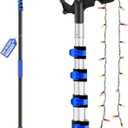 4.618 FT Christmas Light Pole Hanger Tool with Utility Hook, Adjustable Telescoping Extension Pole for Hanging Christmas Lights, String & Holiday Lights Installation, Lightweight & Sturdy -Blue