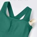 Promover Padded Sports Bras for Women Y-Back Racerback Seamless Medium Supportive Ribbed Yoga Cami Bra (Green, L)