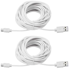 Smays 2-Pack 25ft USB to Micro USB Extension Power Cable Compatible for Wyze Cam, Oculus Go, Yi Home Camera, Kasa Cam Security Camera, White