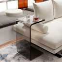 Side Table,C Shaped End Table, Acrylic Sofa Side Table, Bedside Table for Bedroom Small Simple Modern Coffee Table Suitable for Living Room (Smoke Gray), 11.81" x 25.59" x 11.81"