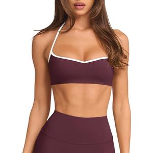 LASLULU Womens Adjustable Spaghetti Straps Sports Bra Sweetheart Neck Wireless Padded Workout Yoga Crop Tops, Size: Small