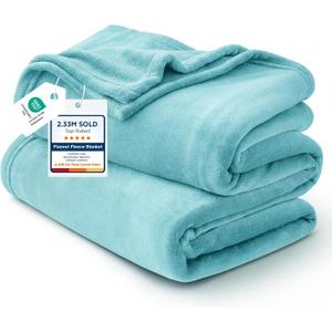 Bedsure GentleSoft Fleece Blankets Twin Size River Blue - 300GSM Lightweight Plush Fuzzy Cozy Soft Blanket for Bed, Sofa, Couch, Travel, Camping, 60x80 inches