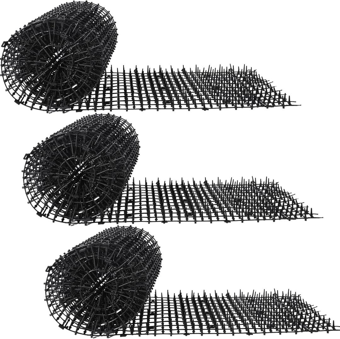 Abbylike 3 Pack 6.5 ft Cat Repellent Mat with Spikes Outdoor 78x11'' Cat Repellent Outdoor Deterrent Indoor Prickle Spike Strips for Animals for Keep Pet Off Couch Furniture Garden Fence (Black)