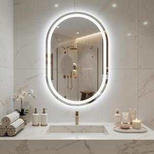 36"x 24" Oval LED Bathroom Mirror with Lights, Anti-Fog, Backlit Dimmable, 3 Colors, Frameless Lighted Bathroom Vanity Mirror for Wall with Memory Function, Shatter-Proof, Tempered Glass