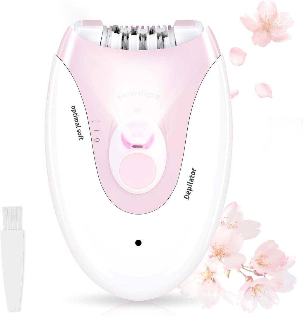 Epilator for Women - 2 Speeds Smooth Skin Face Epilators with LED - Long-Lasting Cordless Electric Tweezers Hair Remover for Armpit/Leg/Bikini Area/Arm/Facial Epilator Hair Removal for Women