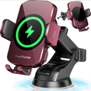 Wireless Car Charger, Fast Charging Phone Holder 3 in 1 Phone Mount Auto Clamping Car Accessories Compatible with iPhone 17 16 15 14 13 12 11 Xs XR, Samsung S23 Ultra S22 S21 S20 (Deep Red)